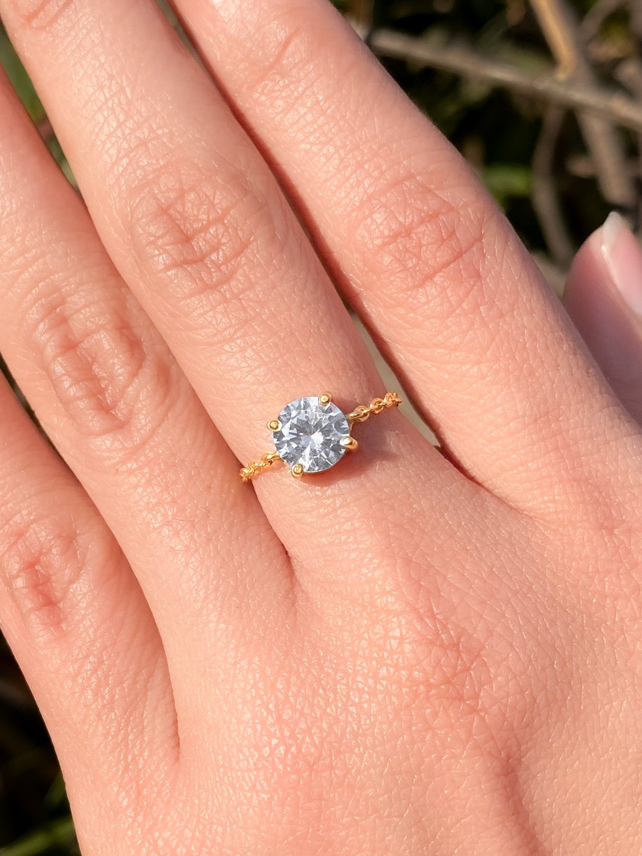 18k Classic White Zircon Chain Ring